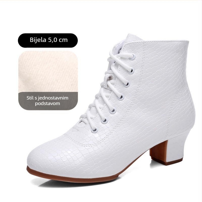 Plesne cipele za latino i square dance, srednje visoki pet, meka potplat, gornji dio od sintetičke kože, đon: guma