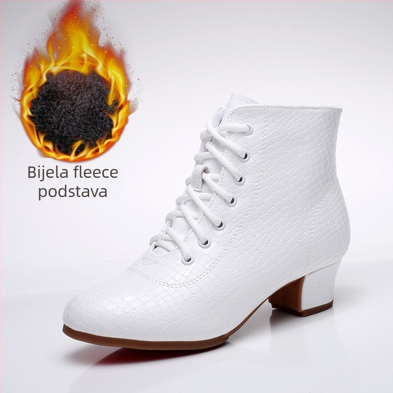 Plesne cipele za latino i square dance, srednje visoki pet, meka potplat, gornji dio od sintetičke kože, đon: guma
