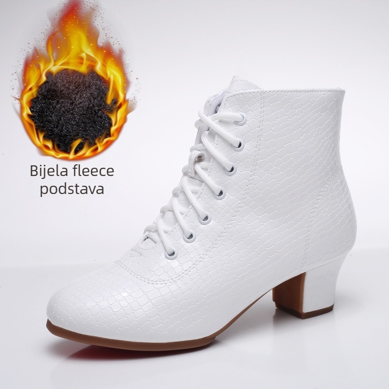 Plesne cipele za latino i square dance, srednje visoki pet, meka potplat, gornji dio od sintetičke kože, đon: guma