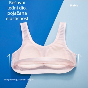 Djevojački mrežasti grudnjak u stilu majice s 3/4 oblikovanim košaricama, tanke oblikovane košarice s pjenu, glavni materijal najlon, podstava od pamuka, prozračan i udoban