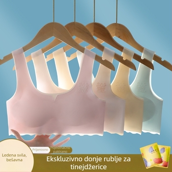 Bešiv grudnjak od najlona za djevojčice 9–18 godina, puna šalice, tanak oblikovani košarica, bez žice, fiksne dvostruke naramenice, prozračni leđa