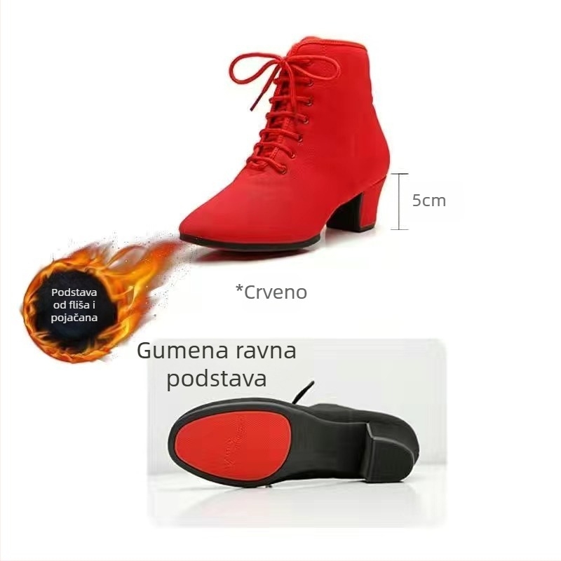 Dancing Glory Ženske zimske plesne cipele — gornji dio od Oxford tkanine, gumena potplata, ojačana srednja peta, prozračne i lagane, za Latin, Modern, Square i Ballroom ples