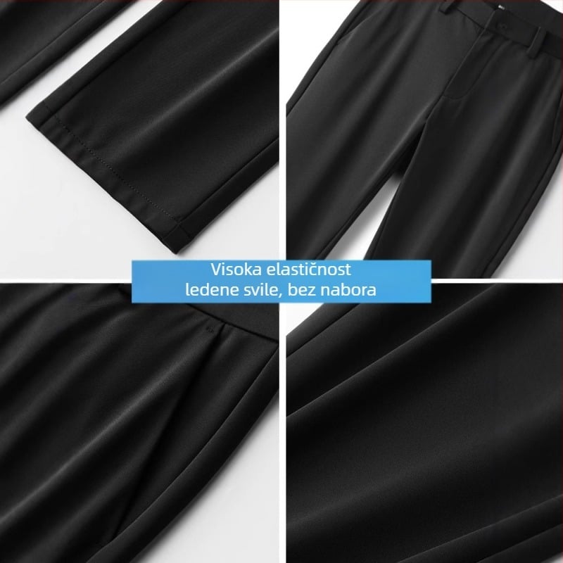 Muške casual hlače, lagana tkanina, visoka elastičnost, srednje visoki struk, opušten kroj