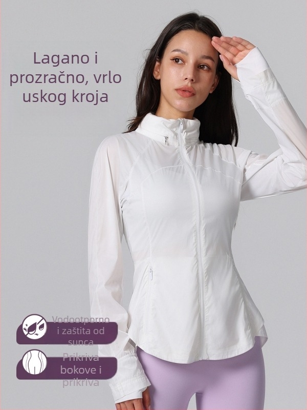 Ženska lagana vanjska jakna s kapuljom, poliester, UPF50+ UV zaštita, slim fit