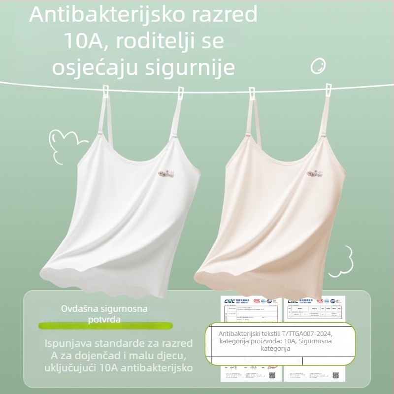 Djevojački grudnjak – prvi stupanj; materijal: regenerirana celuloza; puna šalica s tankom oblikovanom šalicom; stil: naramenice fiksirane dvostruke; prozračan, brzo suši, antibakterijski
