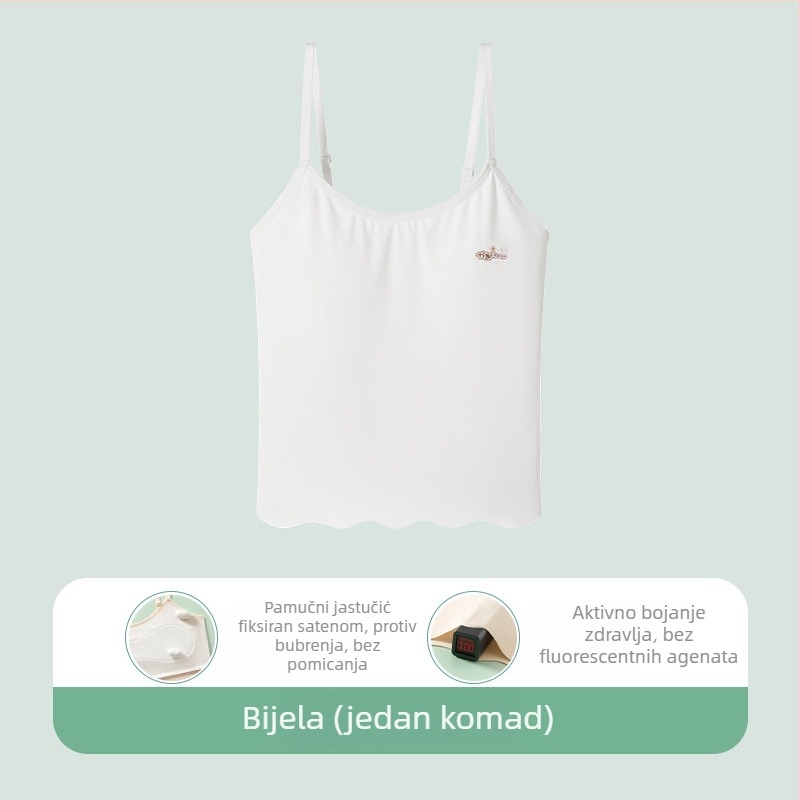 Djevojački grudnjak – prvi stupanj; materijal: regenerirana celuloza; puna šalica s tankom oblikovanom šalicom; stil: naramenice fiksirane dvostruke; prozračan, brzo suši, antibakterijski