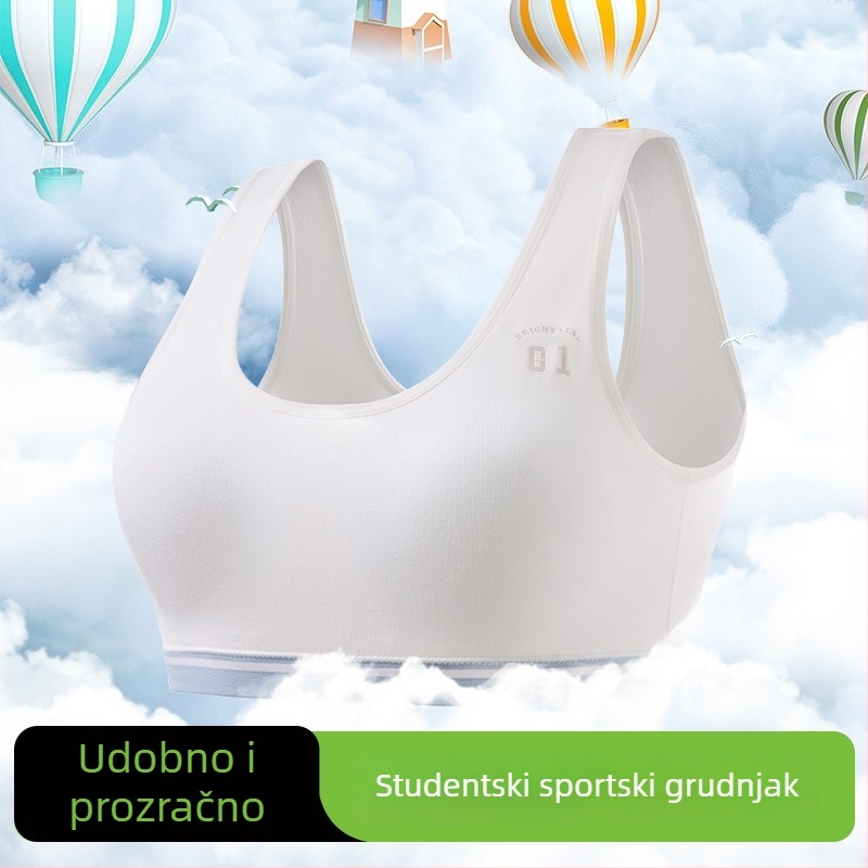 Modalni grudnjak za tinejdžerice, bezšivan, s punom košarom, fiksne dvostruke naramenice, prozračan komfor