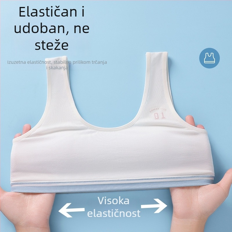 Modalni grudnjak za tinejdžerice, bezšivan, s punom košarom, fiksne dvostruke naramenice, prozračan komfor