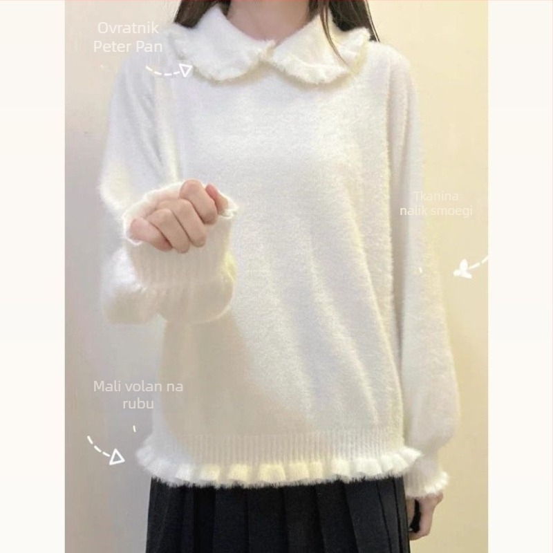 Džemper s doll collar-om, Ice Silk materijalom, kapuljom, princezinim rukavima – Lolita unutarnja majica