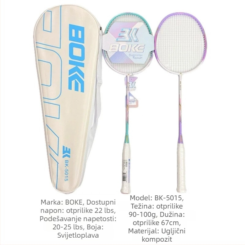 Platinum badminton raketa, okvir od karbonske kompozitne, težina 95–100 g, debljina drške G1, tvrdoća šipke umjerena