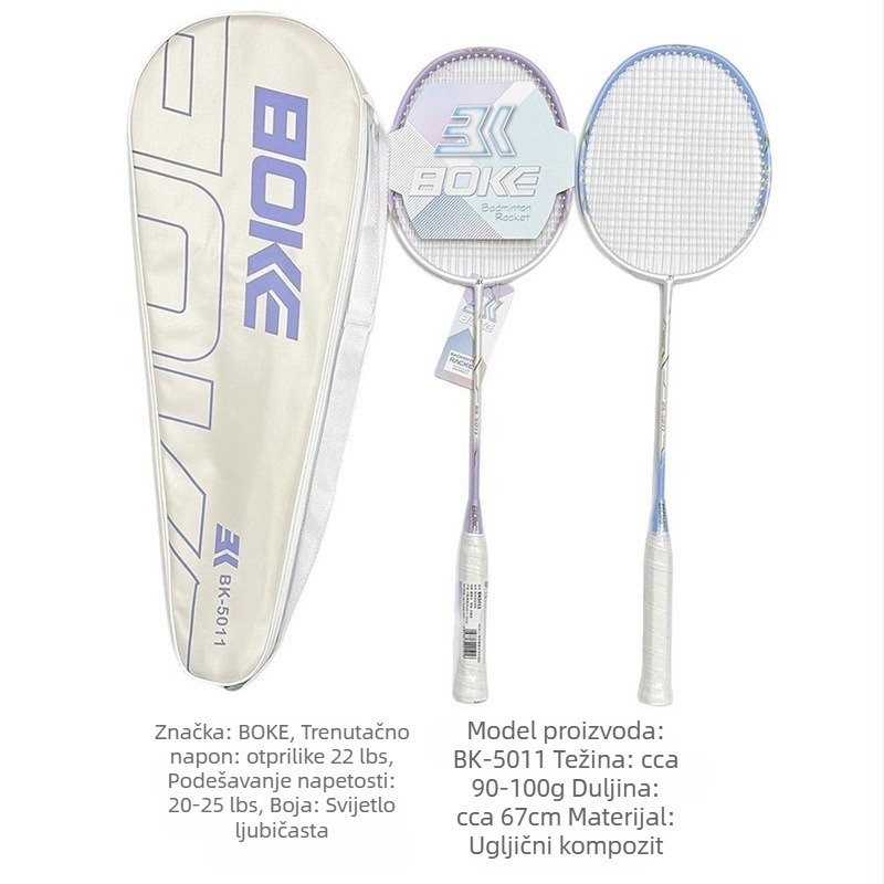 Platinum badminton raketa, okvir od karbonske kompozitne, težina 95–100 g, debljina drške G1, tvrdoća šipke umjerena
