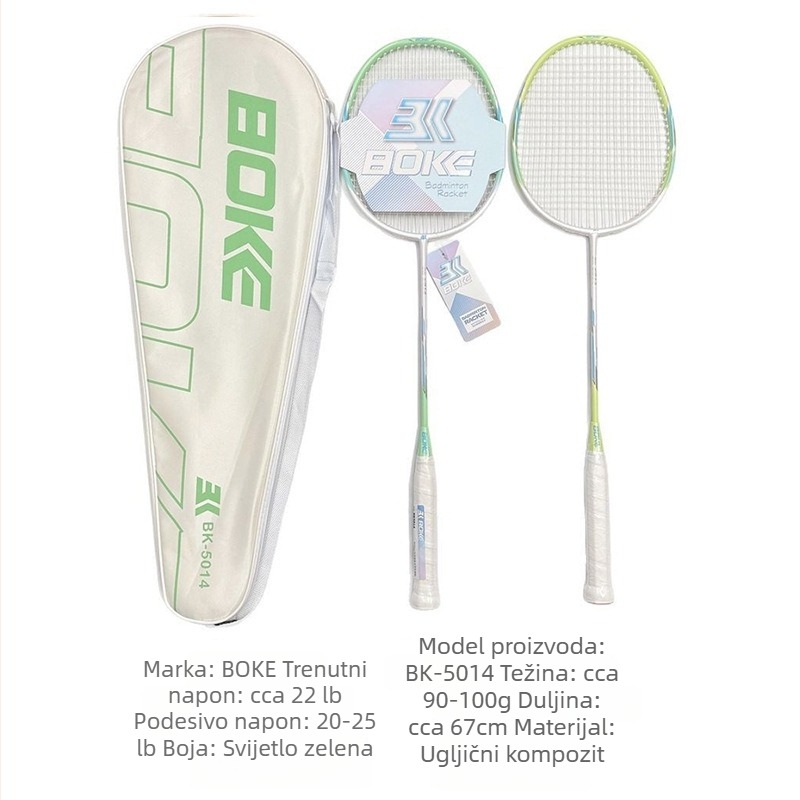 Platinum badminton raketa, okvir od karbonske kompozitne, težina 95–100 g, debljina drške G1, tvrdoća šipke umjerena
