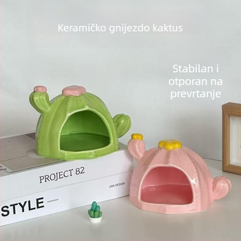 Keramičko gnijezdo za hamstera s dizajnom kaktusa – sve sezone, Šifra proizvoda: Cactus Ceramic Nest, Materijal: keramika