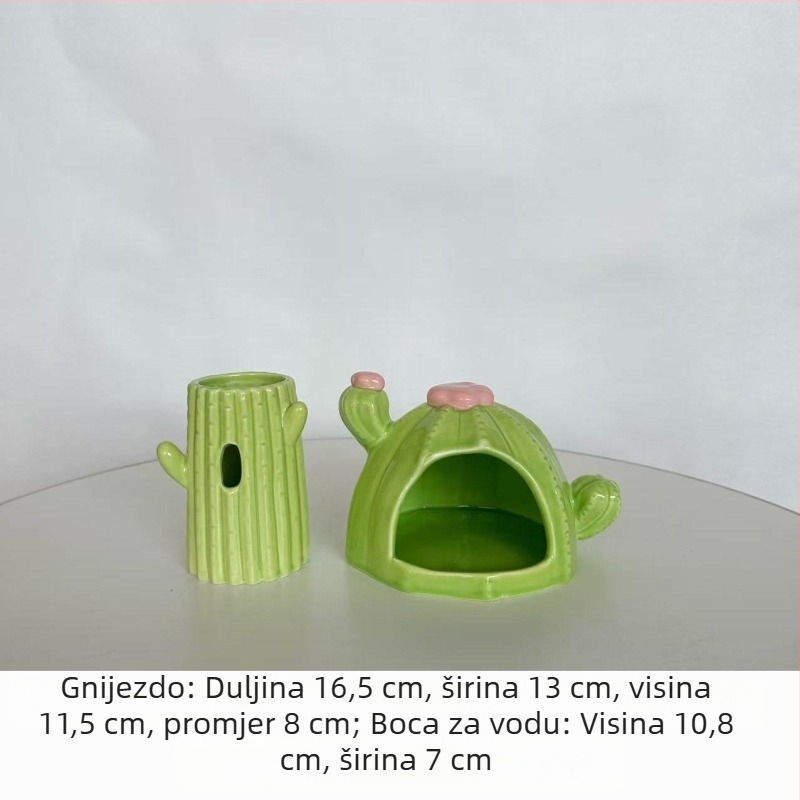Keramičko gnijezdo za hamstera s dizajnom kaktusa – sve sezone, Šifra proizvoda: Cactus Ceramic Nest, Materijal: keramika