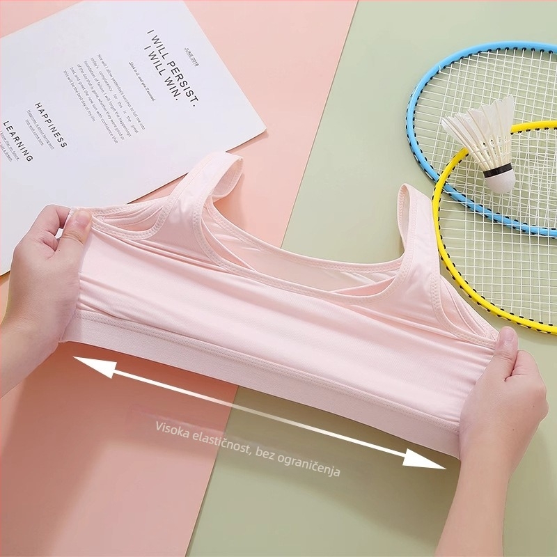 Sutien za djevojčice i tinejdžerice, najlon glavni materijal, podstava pamuk, pune košarice, fiksni dvostruki naramenice, prozračan i udoban, za uzrast 12–15 godina