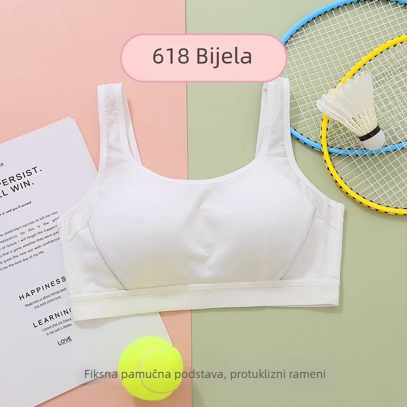 Sutien za djevojčice i tinejdžerice, najlon glavni materijal, podstava pamuk, pune košarice, fiksni dvostruki naramenice, prozračan i udoban, za uzrast 12–15 godina