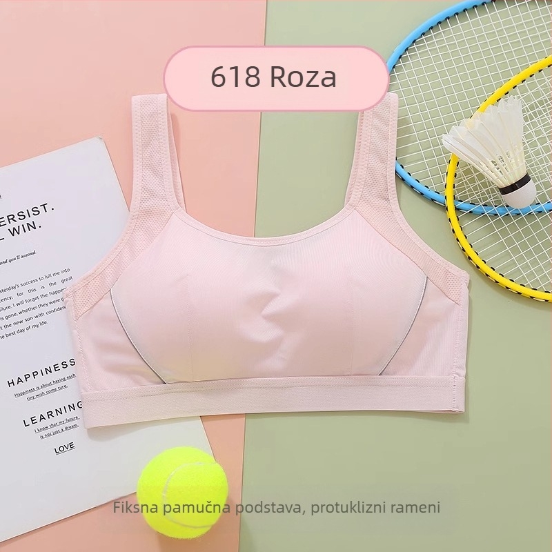 Sutien za djevojčice i tinejdžerice, najlon glavni materijal, podstava pamuk, pune košarice, fiksni dvostruki naramenice, prozračan i udoban, za uzrast 12–15 godina