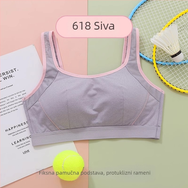 Sutien za djevojčice i tinejdžerice, najlon glavni materijal, podstava pamuk, pune košarice, fiksni dvostruki naramenice, prozračan i udoban, za uzrast 12–15 godina