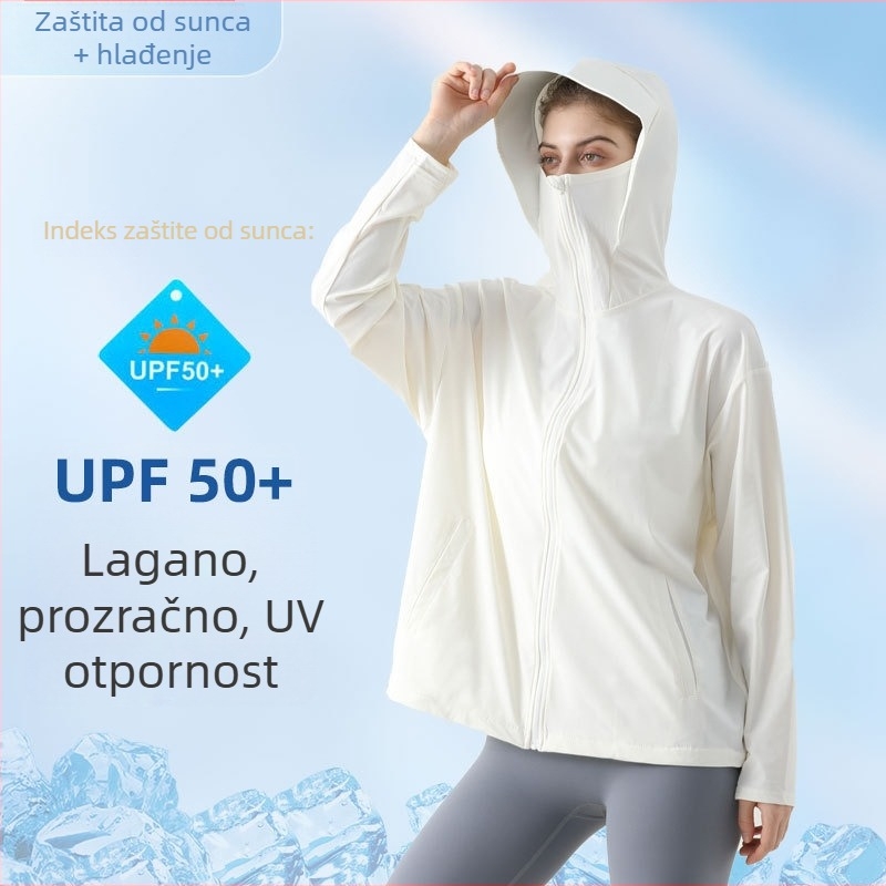 Ženska kapuljačasta vetrovka s UV zaštitom UPF50+, brzo suši, prozračna, 75% najlon, 25% spandeks