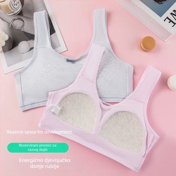 Djevojački pamuk grudnjak u vest-stilu s punim košaricama od spužve, prozračan i udoban za uzrast 12–15 godina