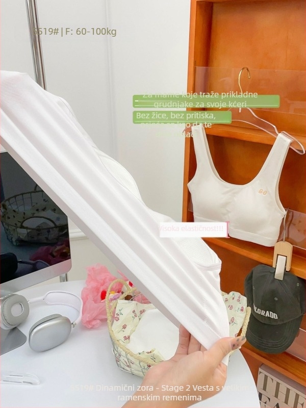 Dvofazni sportski grudnjak za djevojčice u dobi puberteta – školska upotreba, zaštita od udara, viskoza 74,3%