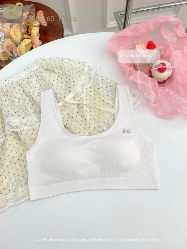 Dvofazni sportski grudnjak za djevojčice u dobi puberteta – školska upotreba, zaštita od udara, viskoza 74,3%