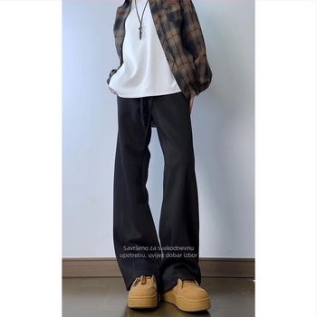 Casual pletene trenirke s ravnim ležernim krojem, mješavina pamuka i poliester (51% pamuk, 49% poliester), za tinejdžere, proljetno izdanje 2025