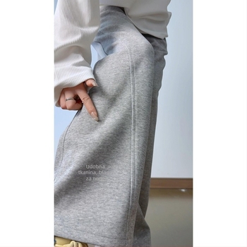 Casual pletene trenirke s ravnim ležernim krojem, mješavina pamuka i poliester (51% pamuk, 49% poliester), za tinejdžere, proljetno izdanje 2025