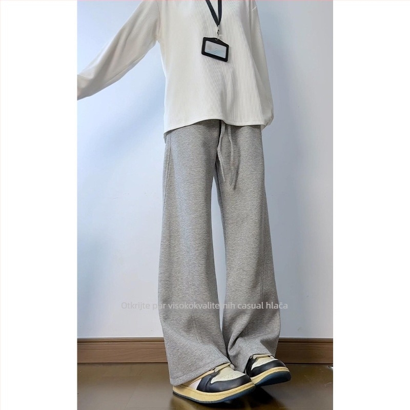 Casual pletene trenirke s ravnim ležernim krojem, mješavina pamuka i poliester (51% pamuk, 49% poliester), za tinejdžere, proljetno izdanje 2025