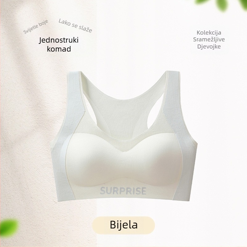 Antibakterijska dječja sportska grudnjica, najlon, potpuno pokriveni košarici s srednje oblikovanim košaricama, prozračna i upija znoj, fiksirane dvostruke naramenice