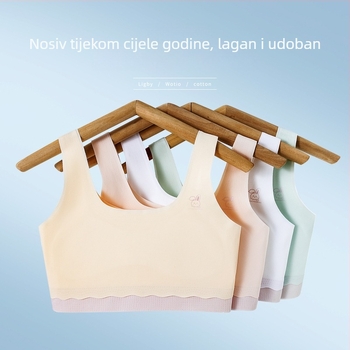 1. stupanj za djevojčice: bešavne grudnjake-tip majica-vest, najlon tkanina s pamuk podstavom, puni košarica, bez žice