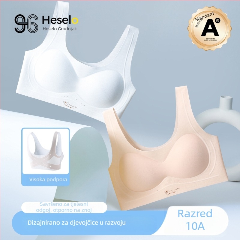 Bezšivni top za leđa s fiksnim košaricama 3/4, prozračni najlon, pena u obliku košarice, dvostruke naramenice, bez zatvarača