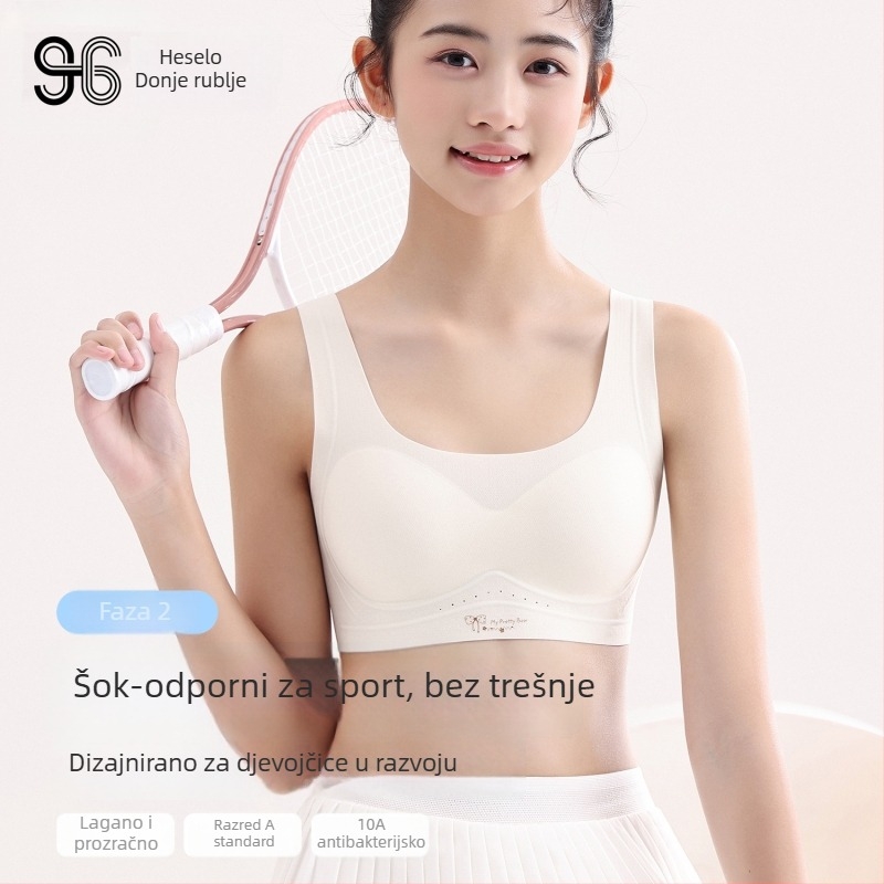 Bezšivni top za leđa s fiksnim košaricama 3/4, prozračni najlon, pena u obliku košarice, dvostruke naramenice, bez zatvarača