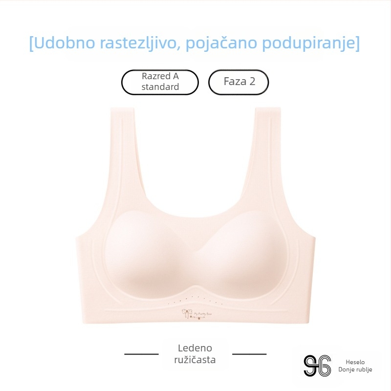 Bezšivni top za leđa s fiksnim košaricama 3/4, prozračni najlon, pena u obliku košarice, dvostruke naramenice, bez zatvarača