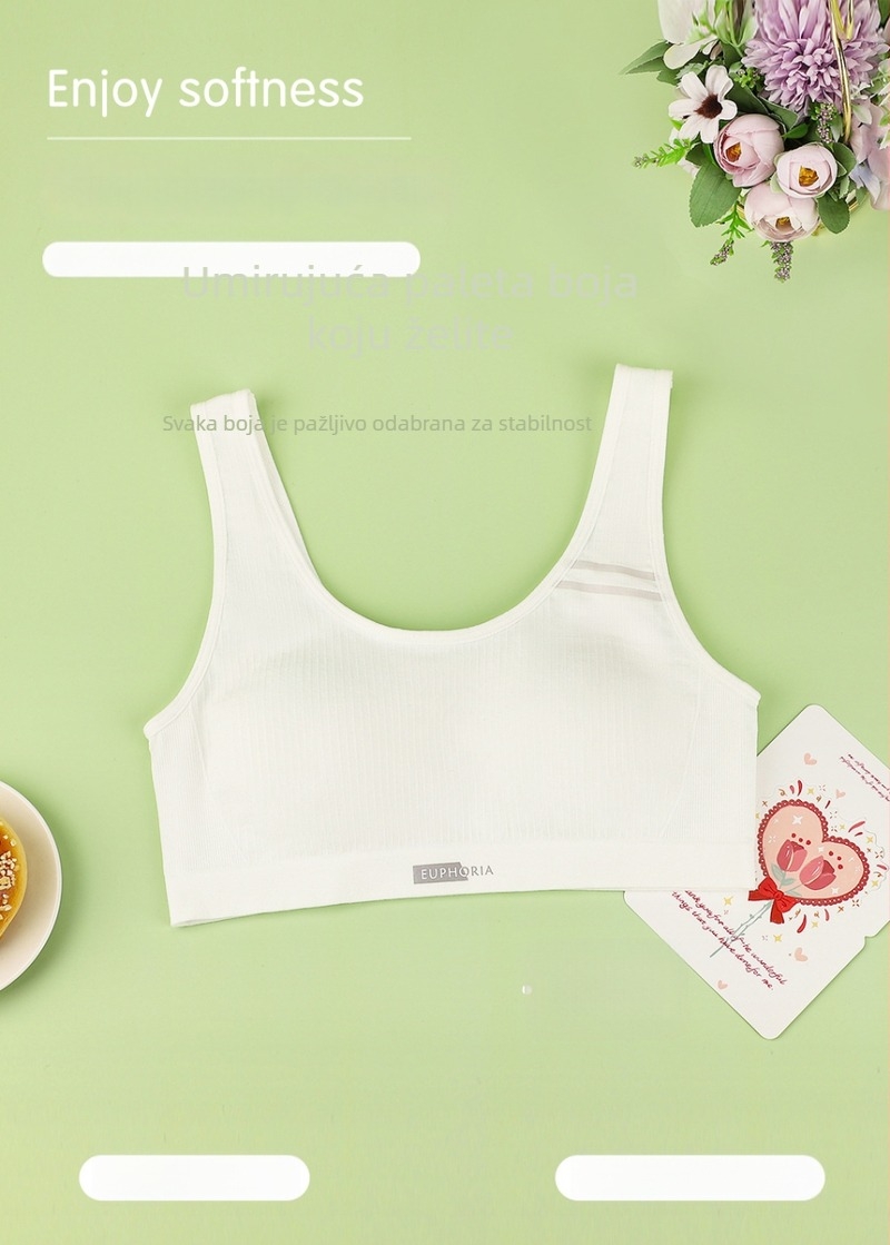 Sportski grudnjak za djevojčice 12–15 godina – Modalni materijal, stil prsluka, s punim košaricama, prozračan i upija znoj