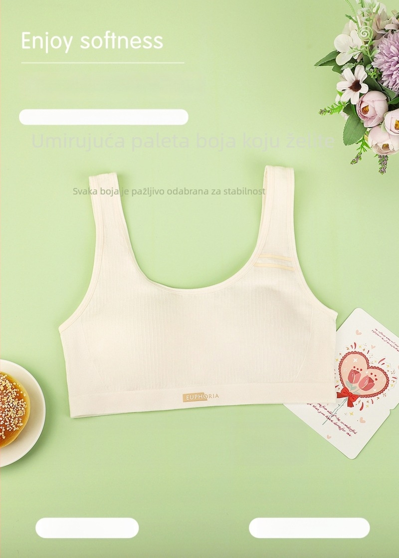 Sportski grudnjak za djevojčice 12–15 godina – Modalni materijal, stil prsluka, s punim košaricama, prozračan i upija znoj