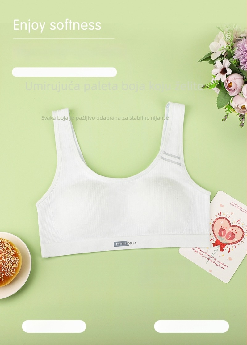 Sportski grudnjak za djevojčice 12–15 godina – Modalni materijal, stil prsluka, s punim košaricama, prozračan i upija znoj