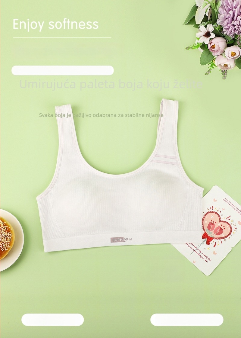 Sportski grudnjak za djevojčice 12–15 godina – Modalni materijal, stil prsluka, s punim košaricama, prozračan i upija znoj