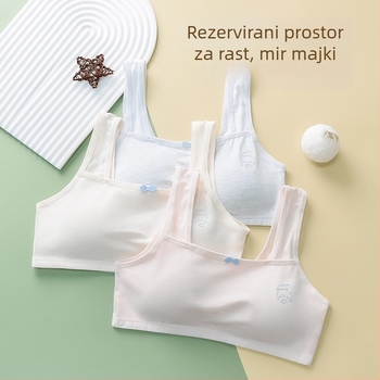 Dječji trening grudnjak od pamuka, trokutasti košarice, fiksne dvostruke naramenice, prozračan i udoban