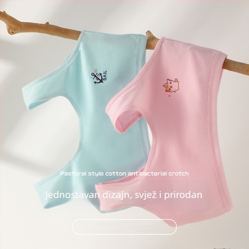 Dječja pamučna vesta, dvostruki sloj, bez oblikovane šalice, podstava 90–95% pamuka, fiksne dvostruke naramenice