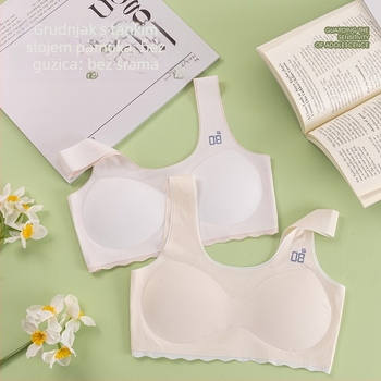 Grudnjak za djevojčice 12–15 godina, s punim šalicama, tankim oblikovanim košaricama, Ice Silk tkanina, vanjski najlon, podstava Spandex <30%, fiksne dvostruke naramenice, prozračan i upija znoj