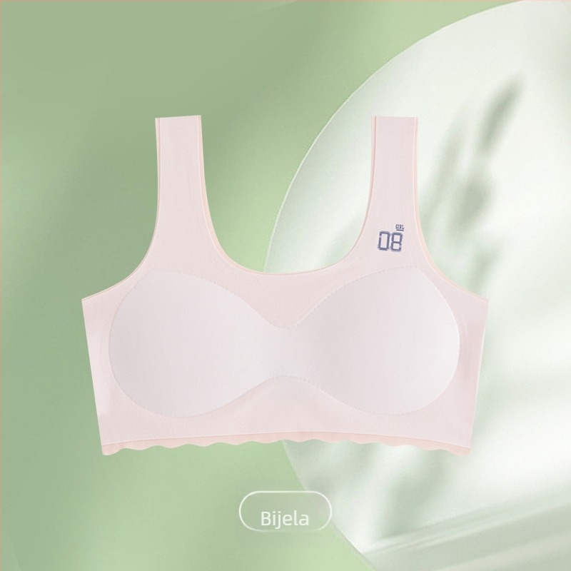 Grudnjak za djevojčice 12–15 godina, s punim šalicama, tankim oblikovanim košaricama, Ice Silk tkanina, vanjski najlon, podstava Spandex <30%, fiksne dvostruke naramenice, prozračan i upija znoj