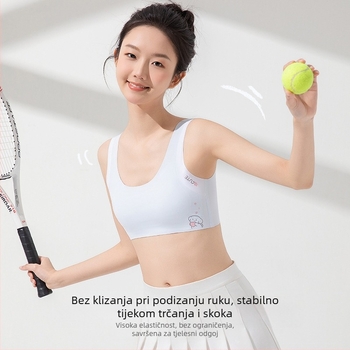 Ženski sportski grudnjak u stilu veste, pune oblikovane najlonske košarice, prozračno leđa, fiksirane dvostruke naramenice, podstava od najlona 70–80%, uzrast 12–15 godina