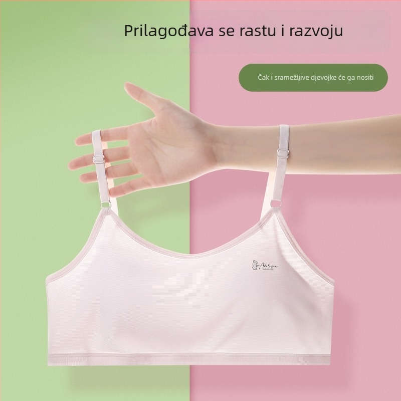 Donje rublje za djevojčice u drugoj i trećoj fazi razvoja, najlon/poliamid, puni košarica, stražnje zatvaranje s tri reda kukica i očiju, podesive naramenice