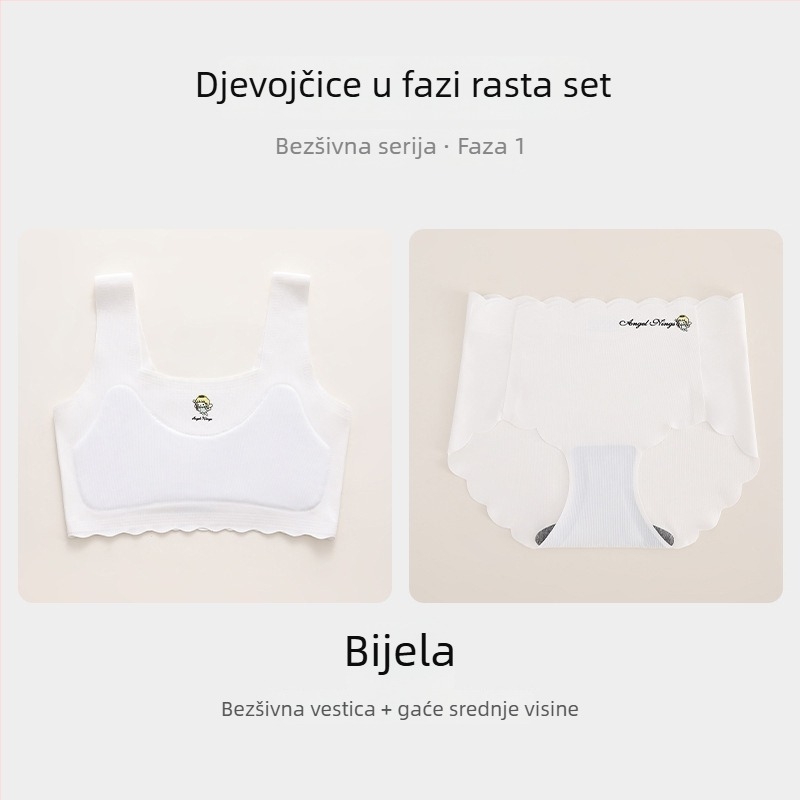 Set trening grudnjaka za djevojčice 9–13 godina, vest stil, 1/2 košarice bez kalupa s spužvom, Modal s najlonskim podstavom, prozračan i udoban