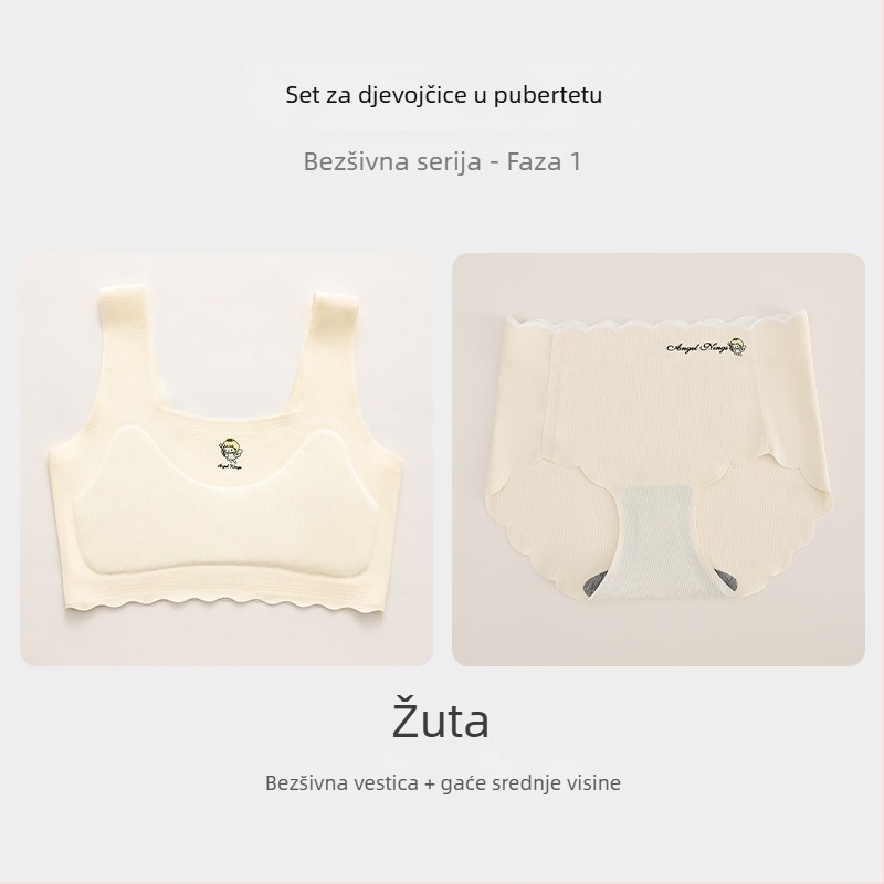 Set trening grudnjaka za djevojčice 9–13 godina, vest stil, 1/2 košarice bez kalupa s spužvom, Modal s najlonskim podstavom, prozračan i udoban