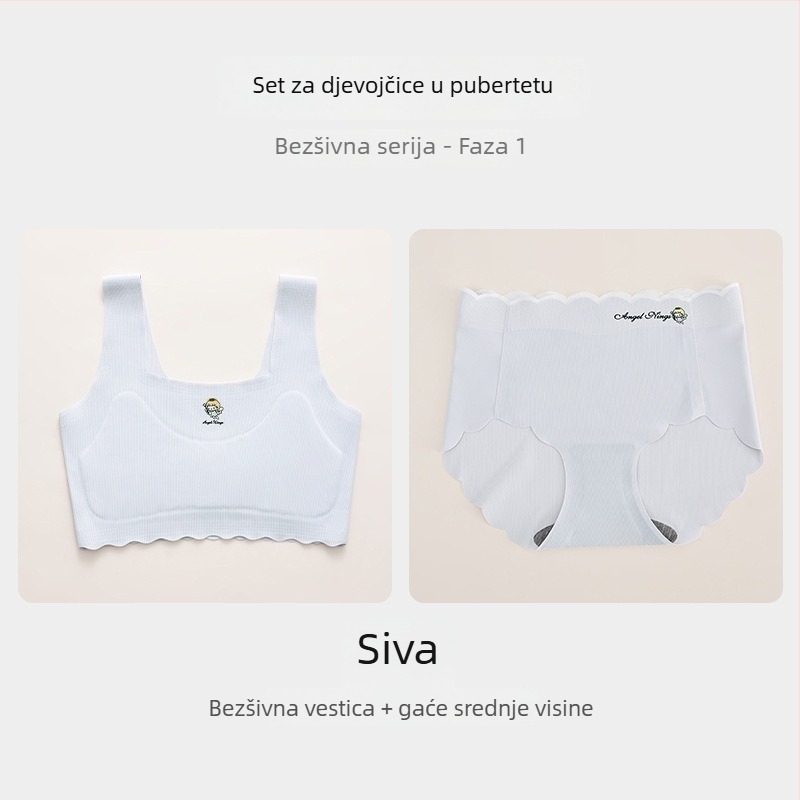 Set trening grudnjaka za djevojčice 9–13 godina, vest stil, 1/2 košarice bez kalupa s spužvom, Modal s najlonskim podstavom, prozračan i udoban