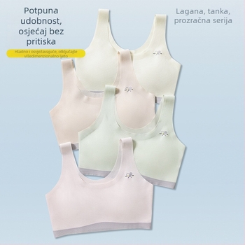 Sutien za vježbanje za djevojčice, najlon top s punim košaricama, tanko oblikovane pjene, čvrste dvostruke naramenice, prozračan i udoban (Proljeće 2025)