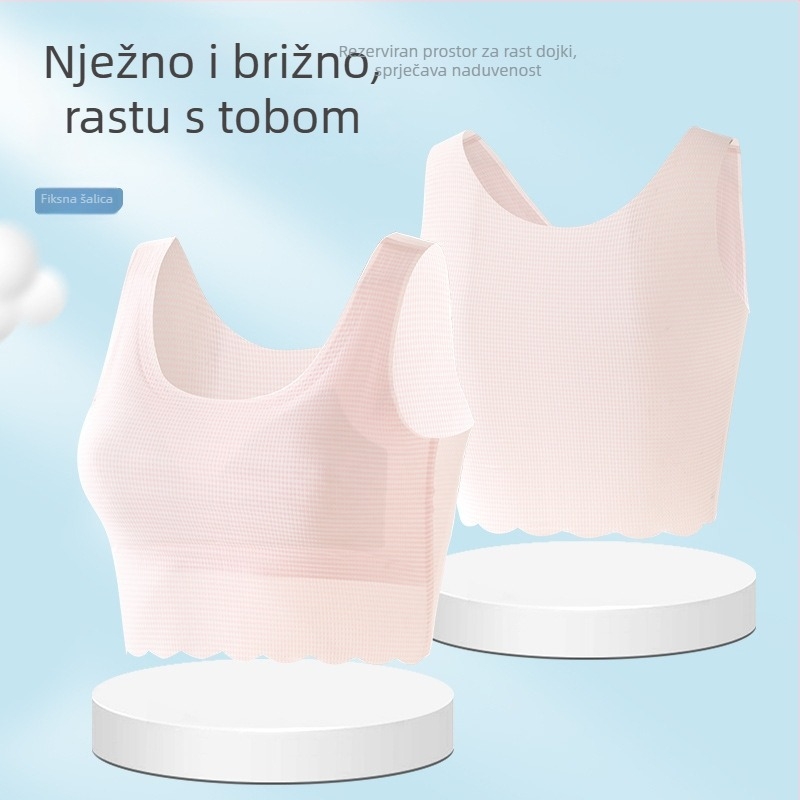 Bezšivni grudnjak za djevojčice u pubertetu, prva faza, 9–13 godina, Tank Top stil, poliester, pun košarica