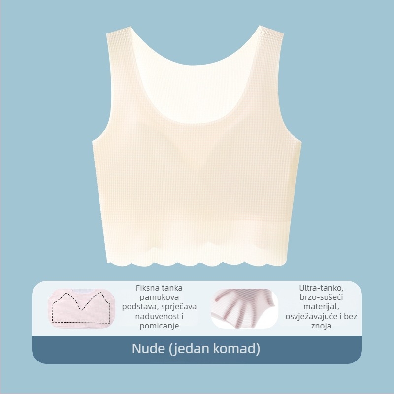 Bezšivni grudnjak za djevojčice u pubertetu, prva faza, 9–13 godina, Tank Top stil, poliester, pun košarica